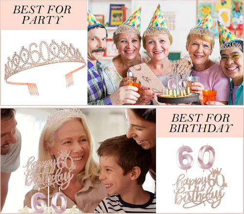 Miniatura 179 de Decoraciones de cumpleaños de 30 años para ella, banda y corona de cumpleaños de 30 años, adorno para pastel de cumpleaños y velas, tarjeta