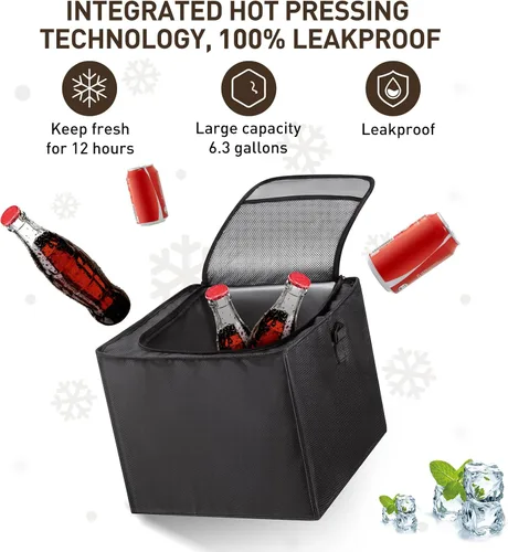 Miniatura 3 de HIRALIY Organizador de almacenamiento para maletero de automóvil 4 en 1 con bolsa enfriadora a prueba de fugas, caja de almacenamiento plegable