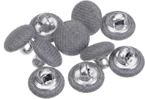 Miniatura 13 de HARFINGTON 10 botones de tela de 24L cubiertos de tela de 0.59 pulgadas, vástago de metal, botones de costura redondos para trajes, blusas de Azul