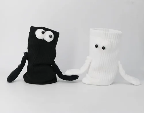 Miniatura 3 de Keauexp Hand In Hands Holding Socks Magnetic That Hold Funny Men Couple For Women, White Black Novelty Boys Girls, 3d Doll Big Eye Friendship
