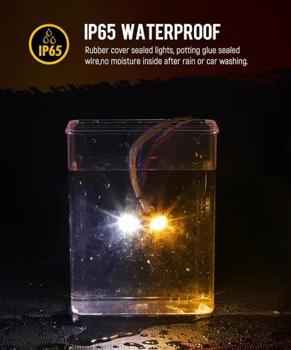 Miniatura 4 de Partsam 10 unidades de luz LED redonda de doble color de 3/4 pulgadas, color ámbar a blanco, luz lateral auxiliar de luz lateral, aprobadas por DOT
