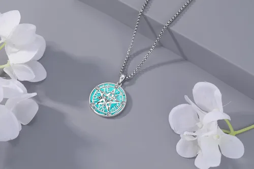 Miniatura 118 de Joyas de turquesa para mujeres y hombres de plata de ley 925 con colgante de urna para cenizas, collar con medallón de imagen, martillo de Thor