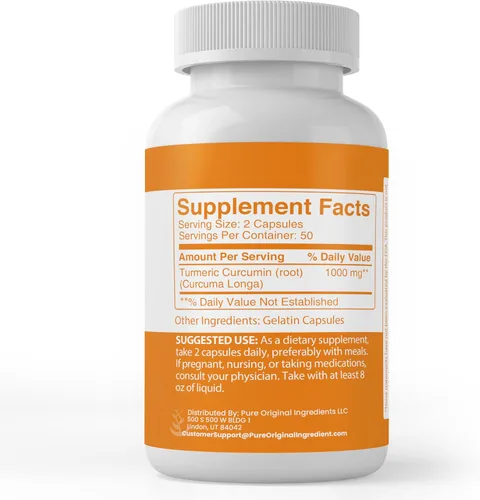 Miniatura 3 de Pure Original Ingredients Curcumina de cúrcuma (100 cápsulas) sin magnesio o rellenos de arroz, siempre pura, verificada por laboratorio