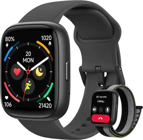 Miniatura 10 de Reloj inteligente para mujer y hombre Android y iPhone [2 bandas, caja de 44mm], Alexa incorporado, reloj inteligente de 1.83" para hacer/responder