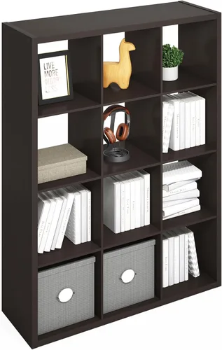 Miniatura 15 de Furinno Turn-N-Tube - Sistema de estante de 4 compartimentos, color nogal Columbia/negro/marrón oscuro Nuez Columbia/Negro/Marrón Oscuro