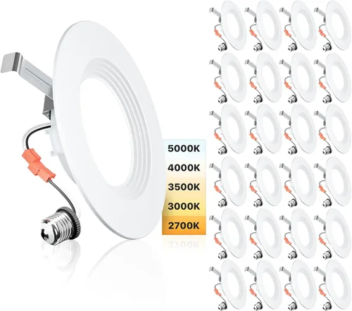 Miniatura 11 de Ensenior Paquete de 4 luces LED de 4 pulgadas, iluminación empotrable LED regulable, temperatura de color ajustable 5CCT (2700K-5000K), 7W = 77W