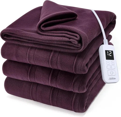 Sunbeam Royal Ultra Fleece - Manta eléctrica térmica, tamaño completo, 84" x 72", 12 configuraciones de calor, apagado automático seleccionable de