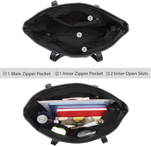 Miniatura 5 de 3 bolsos y bolsos de mano para mujer, bolso cruzado grande de piel sintética con asa superior, bolso de hombro con cartera