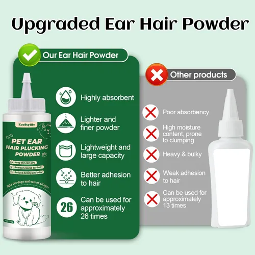 Miniatura 6 de Herramienta para eliminar el pelo de las orejas de los perros — Polvo para orejas de 30g, pinza hemostática de 5.5 pulgadas y recortadora de orejas