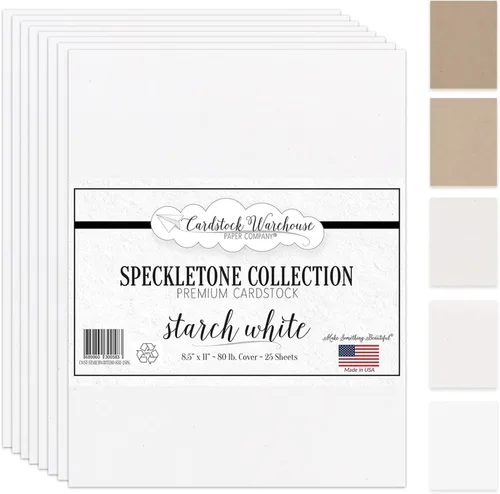 Miniatura 15 de White SpecKLETONE - Papel de cartulina 100% reciclado, 12 x 12 pulgadas, 80 libras, cubierta de 25 hojas Almidón Blanco
