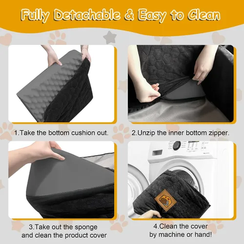 Miniatura 7 de Asiento de automóvil para perros pequeños/medianos, asiento elevador de perro de espuma viscoelástica, seguridad de viaje con funda extraíble