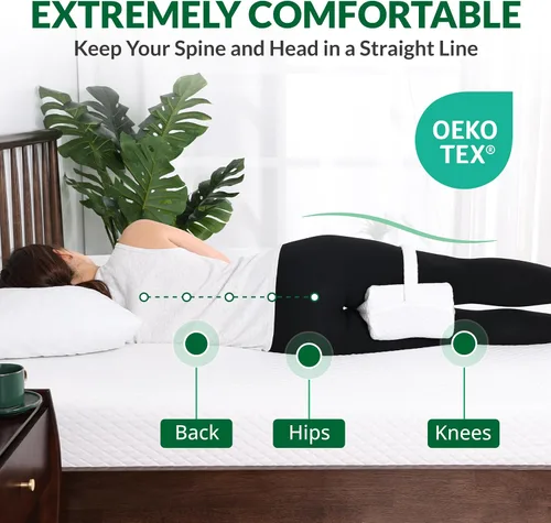 Miniatura 5 de Almohada de rodilla para personas que duermen de lado, almohada entre las piernas para dormir de lado, alivio del dolor de espalda y ciática