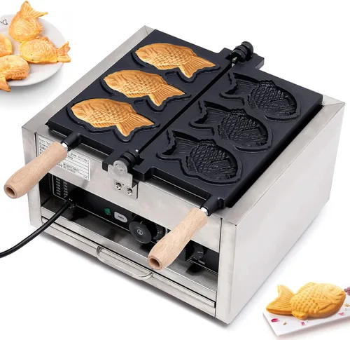 Miniatura 2 de Pescado en forma de Taiyaki Maker Máquina de gofres en forma de pescado de acero inoxidable Moldes para hornear antiadherentes Máquina de gofres