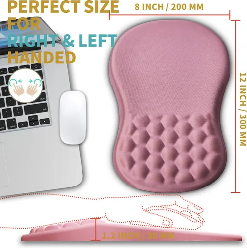 Miniatura 4 de Hokafenle Alfombrilla Ergonómica para Mouse con Soporte para Muñeca con Diseño de Masaje, Reposamuñecas para Aliviar el Dolor con Espuma HK004-Rosa