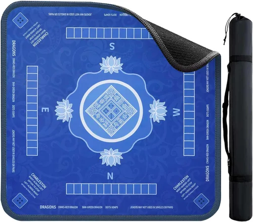 Mahjong Mat - Tapete Mahjong de 31.5 x 31.5 pulgadas para mesa con reglas, superficie impermeable, tapete de juego antideslizante y reducción de