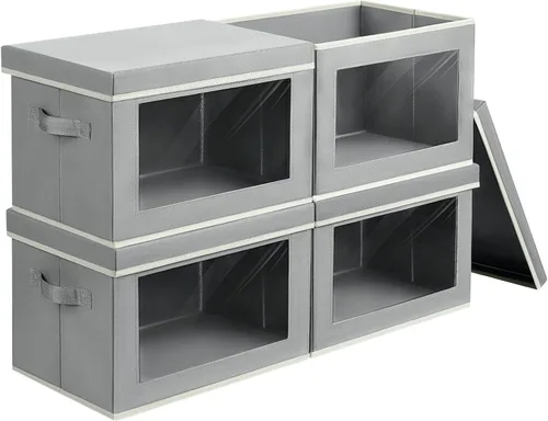 Miniatura 31 de Homsorout Contenedores de almacenamiento con tapas, organizadores pequeños de tela con ventana, contenedores de almacenamiento plegables para ropa