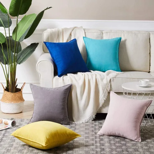 Miniatura 6 de Fancy Homi - Paquete de 2 fundas de almohada decorativas azul real de 14x14 pulgadas para sala de estar, sofá cama, sofá, decoración moderna bohemia