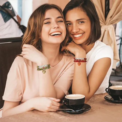 Miniatura 3 de Vinswet Pulseras de cuentas de cristal curativo para mujer, pulsera de piedras preciosas de piedra lunar de amatista natural, para aliviar