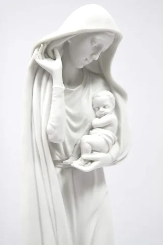 Miniatura 5 de Estatua blanca de la Virgen María con el bebé Jesús niño de 18 pulgadas, estatua blanca hecha en Italia