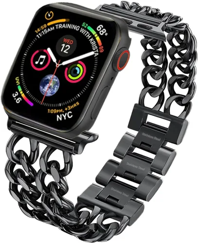 Miniatura 13 de Compatible With Apple Watch Band 38mm 40mm 41mm 42mm 44mm 45mm Ultra Stainless Steel Metal Cowboy Chain Style Replacement iWatch Series87654321