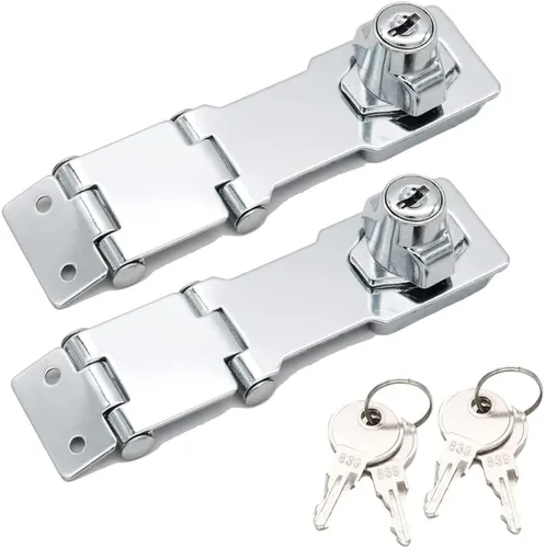 WANLIAN Cerradura de seguridad oculta de alta resistencia, 2 piezas de doble bisagra con llave, enlace flexible, acero inoxidable y aleación de