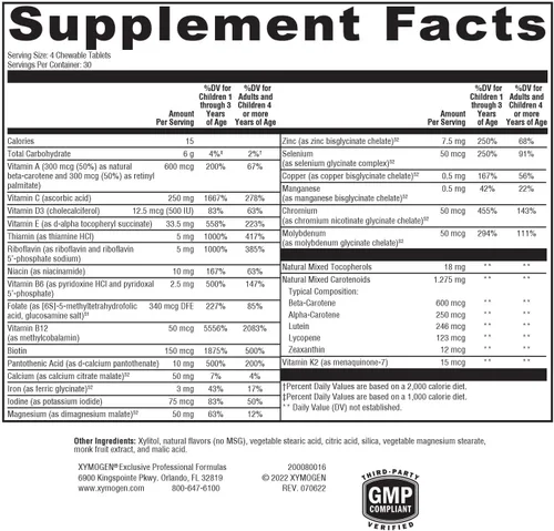 Miniatura 2 de XYMOGEN ActivNutrients - Multivitamínico masticable para niños para apoyar el bienestar, antioxidante y soporte de micronutrición, sin OMG y sin