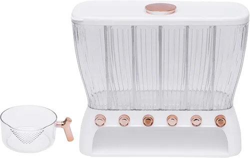 Miniatura 6 de Dispensador de alimentos secos montado en la pared 6 rejilla dispensador de arroz almacenamiento de cocina