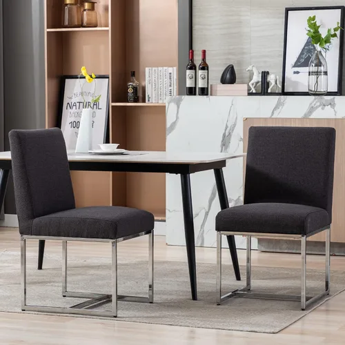 Miniatura 29 de BESTANO Sillas De Comedor - Juego de 2 sillas de comedor modernas negras tapizadas de piel sintética para cocina y comedor con marco de metal negro