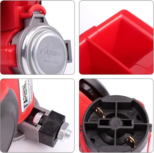 Miniatura 4 de FARBIN Kit de bocina de aire de 12 V con relé, bocina de tren ruidosa para camión, coche, motocicleta, carrito de golf, barco, CRV, Jeeps Rojo