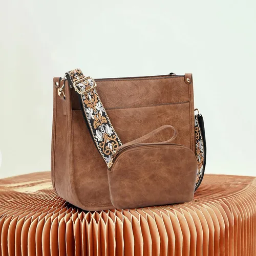 Miniatura 7 de HKCLUF Bolso cruzado para mujer, 2 piezasjuego de cartera de cuero con 2 correas ajustables para guitarra