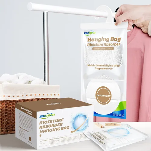 Miniatura 6 de ZSZMFH Paquete de 10 bolsas colgantes absorbentes de humedad, paquetes de humedad sin fragancia, bolsas deshumidificadoras de 15 onzas que atrapan