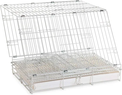 Miniatura 6 de Durable fácil portátil de metal de viaje o veterinario plegable loros aves jaula a prueba de mordeduras con comederos de acero inoxidable soporte