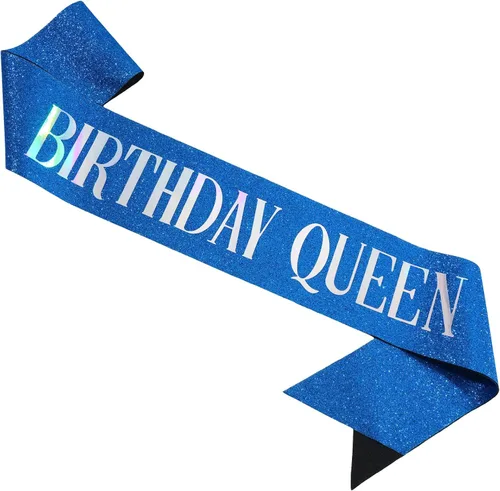 Miniatura 12 de Banda de cumpleaños Queen rosa, letras de papel de aluminio deslumbrante con purpurina para mujeres 21, 30, 40, 50, 60, regalos divertidos