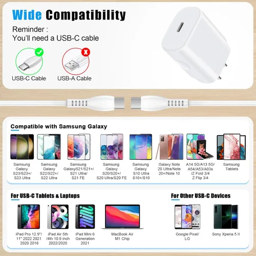 Miniatura 5 de Cargador rápido tipo C de 25 W para Samsung Galaxy A16 5G A15 5G A14 5G A35 A54 A25 A56 A36 A26 A55 A03s S25 Ultra S24 FE S23 S22 S21 Z Fold 6 Flip