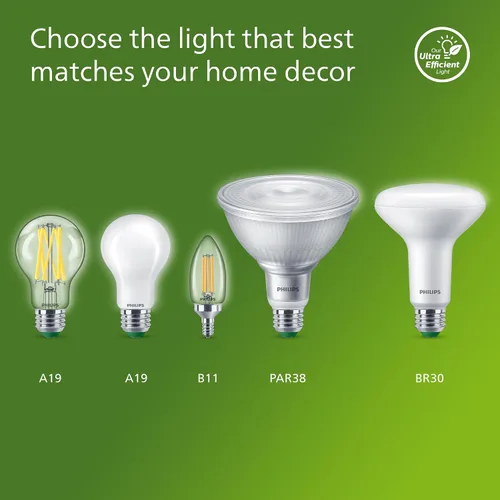 Miniatura 9 de PHILIPS LED 60W A19 Paquete de 8 bombillas LED de luz diurna ultraeficientes (5000K) 850 lúmenes (5W = 60W) bombillas LED regulables, claras, sin