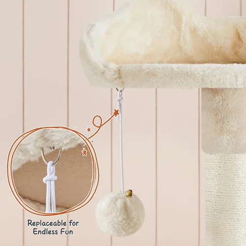 Miniatura 9 de Topeakmart Árboles para gatos grandes Inoor, torre para gatos extra grandes de 76.5 pulgadas con 3 perchas acogedoras, 3 condominios cálidos, postes