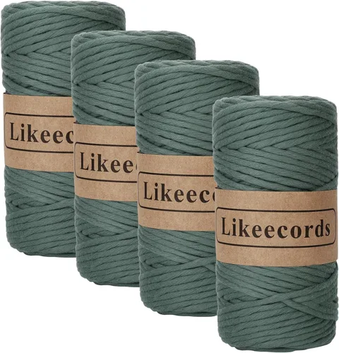 Miniatura 31 de Likeecords - Cuerda de macramé de 4 mm de un solo hilo, 80 m de cuerda de macramé colorida, cuerda de algodón para macramé, cuerda de algodón