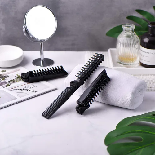 Miniatura 6 de Peine plegable portátil de viaje, 10 piezas, combo compacto y plegable, tamaño de bolsillo, peine de doble cabeza para mujeres y hombres, refugio