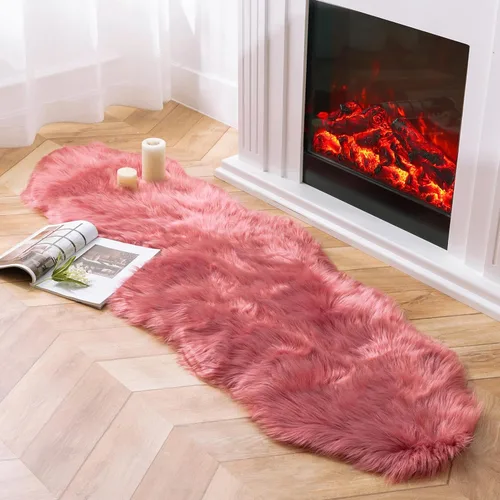 Miniatura 18 de Ashler Home Deco - Tapete de pelo sintético de oveja, mullido, suave, de 2 x 3 pies, lavable a máquina, dormitorio, habitación de los niños, sala