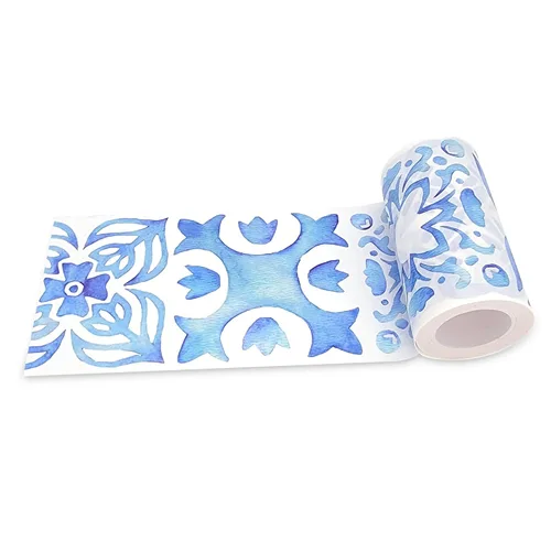 Serenity Fair Cinta Washi con patrón de azulejos. Cinta Washi con patrón de azulejos italianos mediterráneos, extra ancho de 4 pulgadas / 3.9 in,