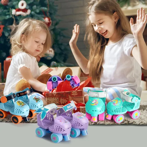 Miniatura 7 de SULIFEEL Patines de ruedas cuádruples ajustables para niños, patines de ruedas para principiantes para niñas y niños de 2 a 5 años de edad