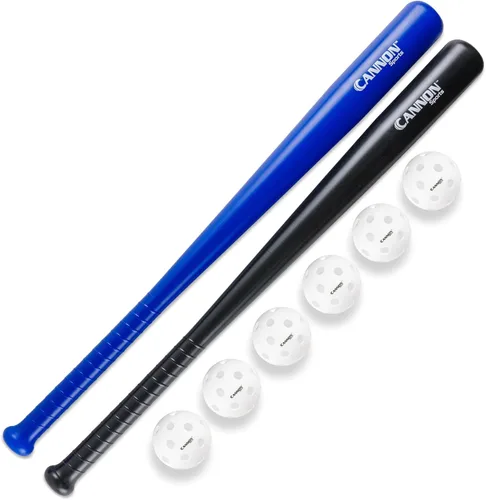 Cannon Sports Juego de bate de béisbol y pelota de plástico, 2 bates de plástico (29.5 pulgadas) y 6 pelotas de béisbol de plástico (9 pulgadas)