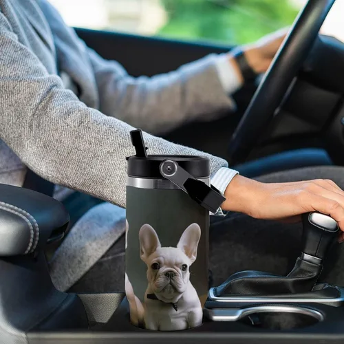 Miniatura 6 de French Bulldog Puppies Tumbler with Handle 30oz Vacuum Insulated Stainless Steel Water Bottle Leakproof Hot Coffee Travel Mug Iced Coffee Cup