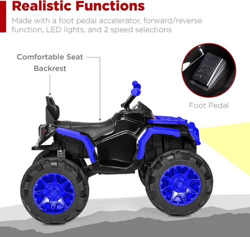 Miniatura 4 de Best Choice Products ATV eléctrico de 12 V para niños, juguete de 4 ruedas con audio Bluetooth, velocidad máxima de 3.7 mph, neumáticos con pisadas