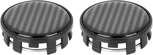 X AUTOHAUX Tapacubos de rueda de coche, 2 unidades, 2.126 in, 9 lengüetas, color negro, con patrón de fibra de carbono, etiqueta epoxi