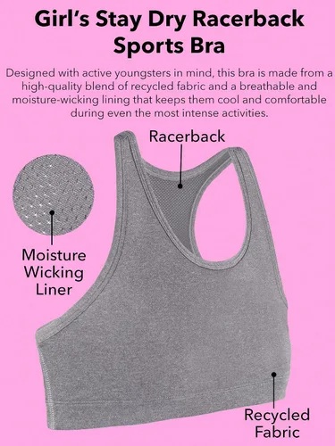 Miniatura 3 de Fruit of the Loom Sujetador deportivo Stay Dry Racerback para niña