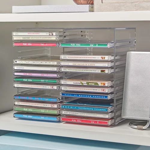 Miniatura 6 de Soporte transparentes, de plástico, para apilar CD, para 30 CDs estándar. Soporte para joyas.