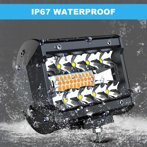 Miniatura 5 de ASLONG 4 unidades de 4 pulgadas blanco/ámbar amarillo LED Pods luz triple fila Spot Flood Combo LED Bar Offroad conducción niebla lámpara 60 W, 1