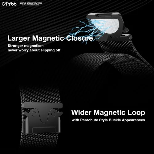 Miniatura 2 de Correa de malla milanesa compatible con Apple Watch Band de 1.929 in 1.811 in 1.772 in 1.732 in 1.654 in para hombres y mujeres, correa de metal más