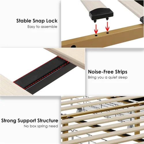 Miniatura 7 de HIFIT Marco de Cama Tapizada King con 4 Cajones de Almacenamiento y Cabecero Acolchado con Botones Hecho a Mano, Cama Plataforma de Almacenamiento